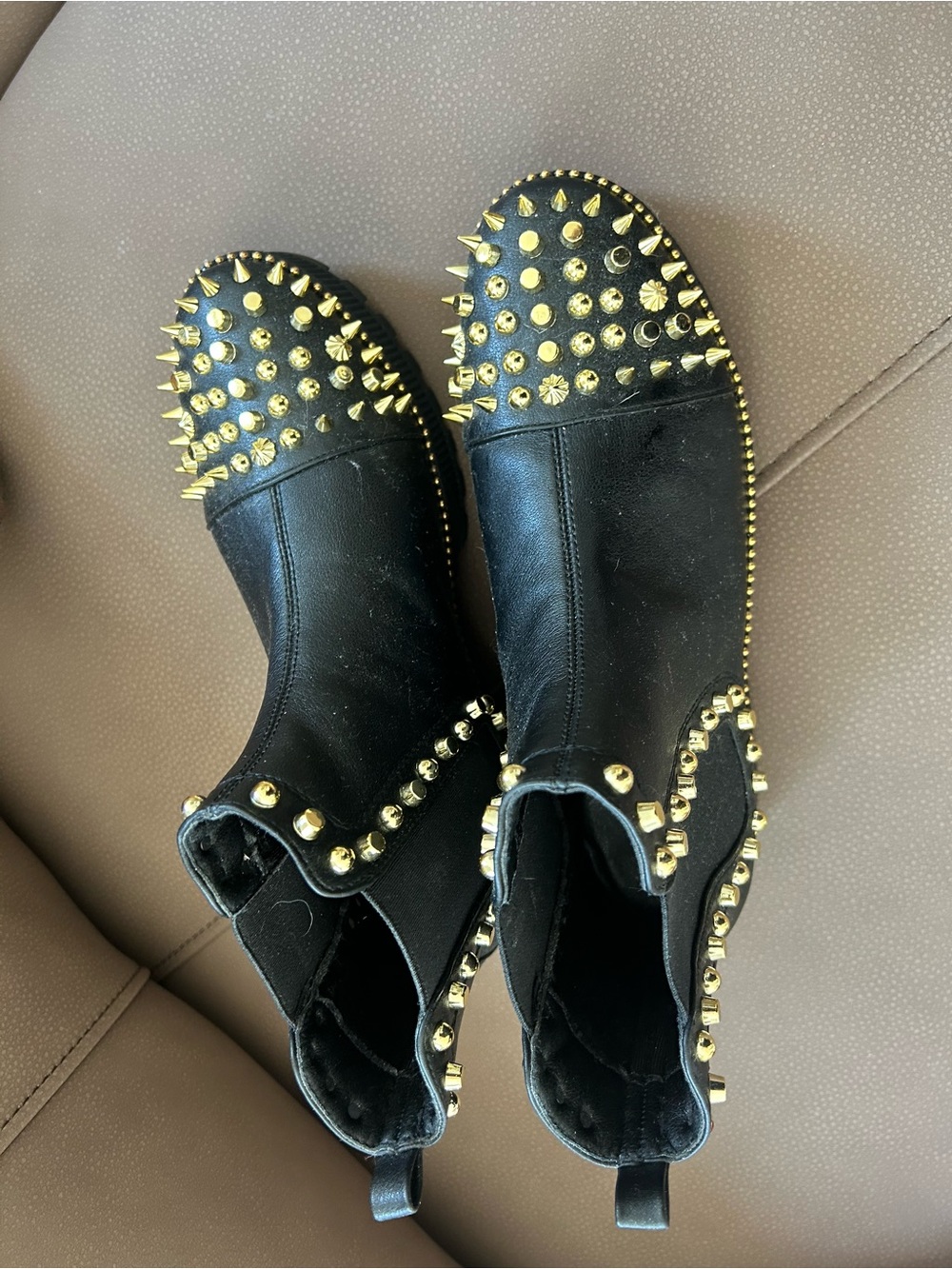 Cape Robbin Black Ankle Booties with Gold Stud and Spike Accents - Picture 8 of 10